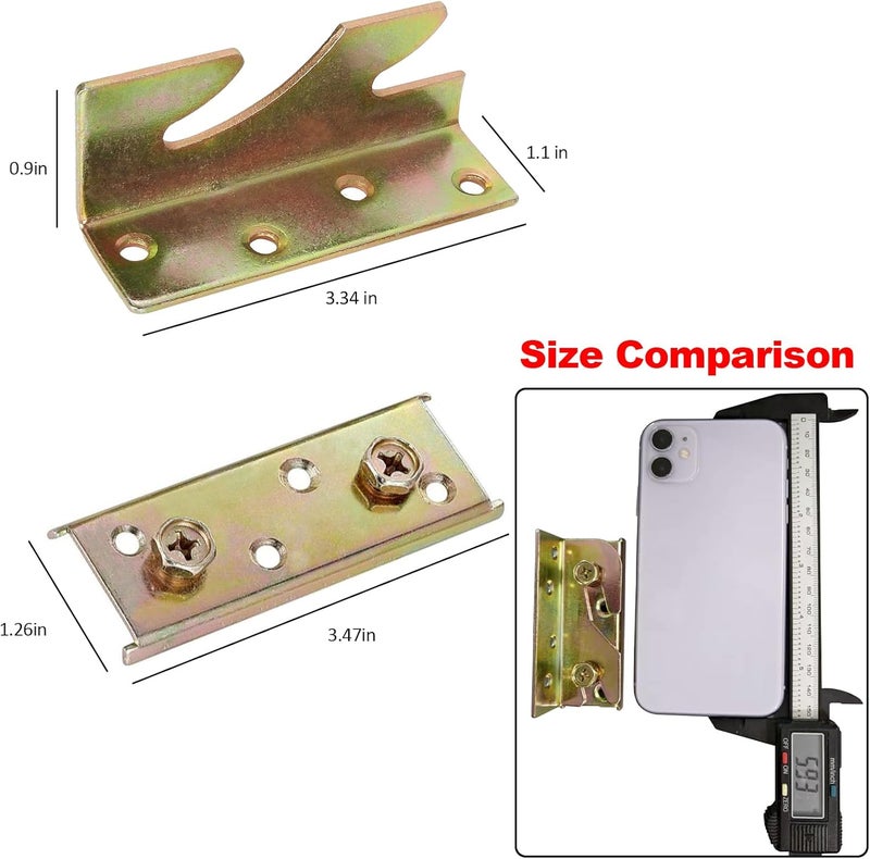 Fulycin 4 Sets Bed Rail Brackets,Heavy Duty Bed Frame Brackets Bed Fittings Wooden Bed Frame Connectors with Screws - Image 2